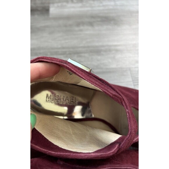 Michael Kors Suede Maroon Platform Stilleto Heels Size 9 Peep Toe - Picture 6 of 8